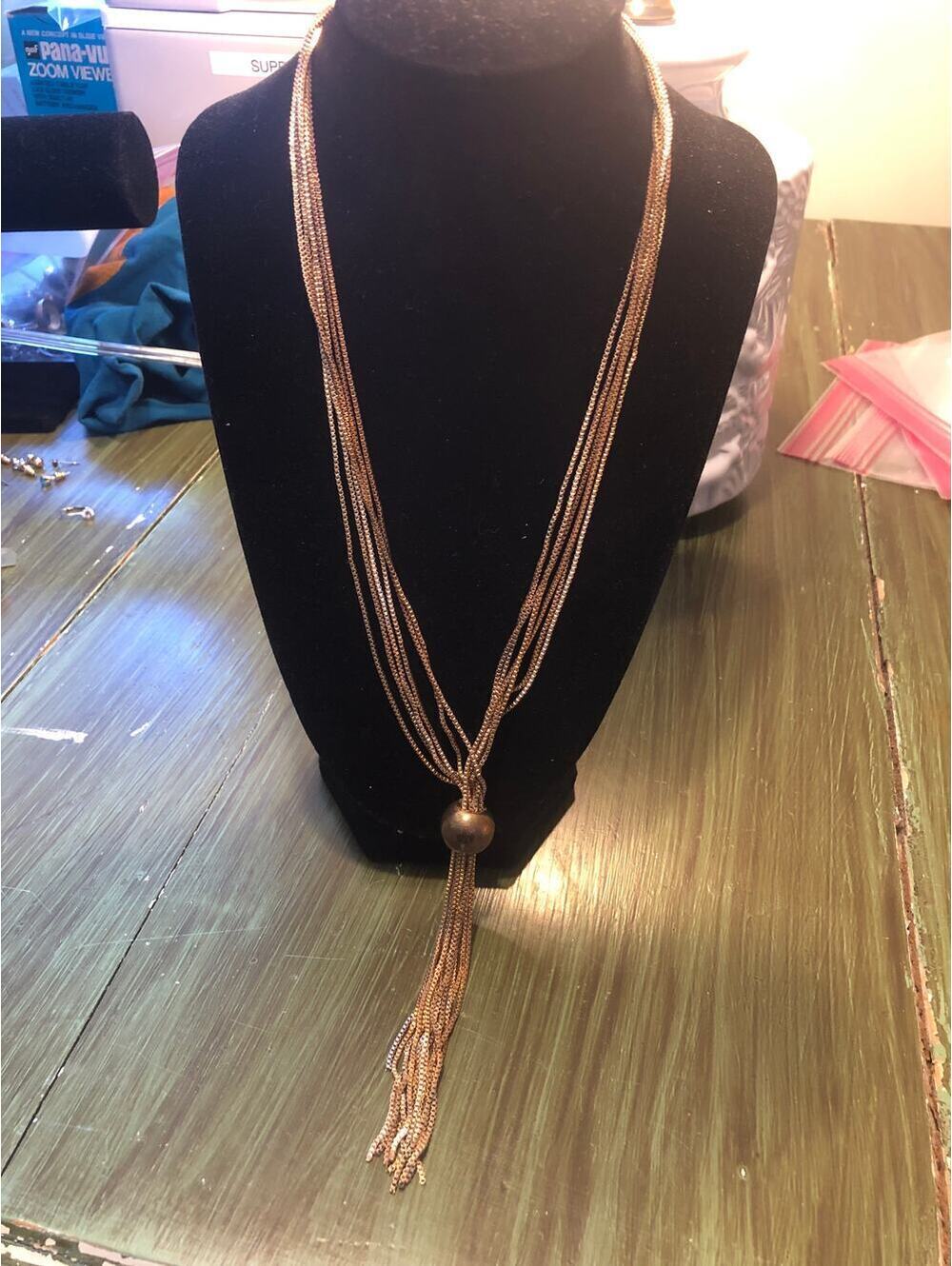Beya Vintage EUC Gold Tone Multi Strand Tassel Necklace